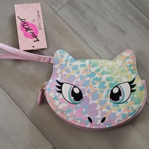 Betsey johnson rainbow cheetah dragon wristlet